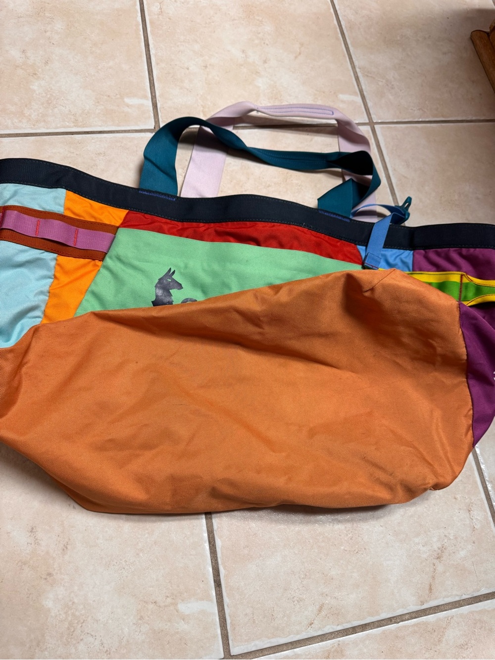 cotopaxi Multicolor Tote Bag with Orange Center and Rust Base - Picture 5 of 16